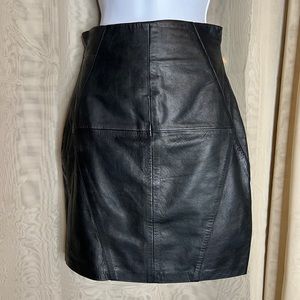 REAL CALF LEATHER Zip Back Pencil Mini Skirt Fetish Goth Metal Punk H&M Premium